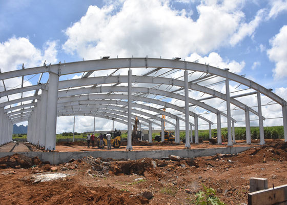 Heavy Duty Designed Anti Cyclone arch roof Steel Structure Workshop and warehouse